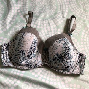Adore Me Gray Lace White/Blue Bra 42D